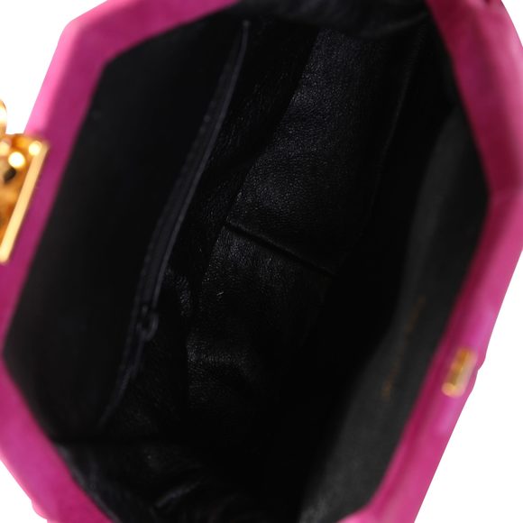 Chanel Vintage Fuchsia Pleated Suede Frame Bag - Picture 8 of 8
